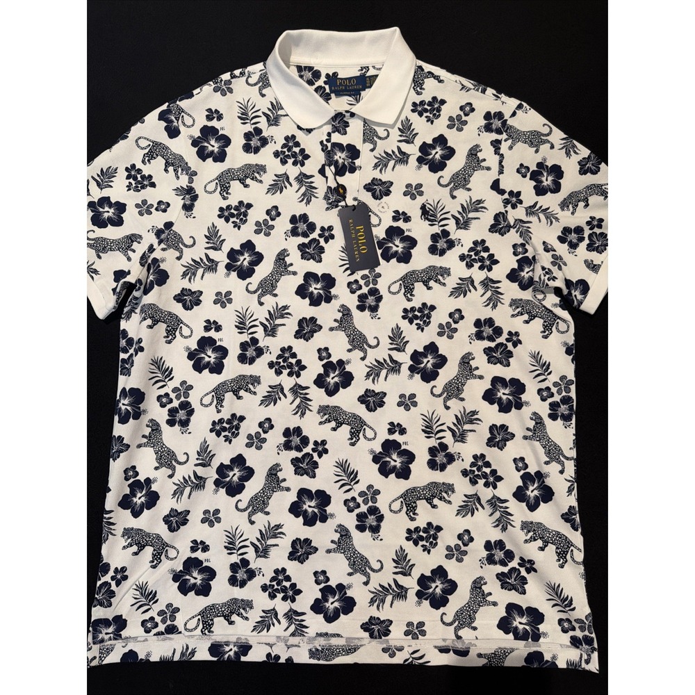 Polo Ralph Lauren Tropical Print Polo Mesh 100% Cotton Classic Fit Mens XL